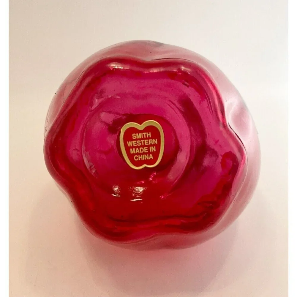Cherry Red Glass Apple Canister 5.5” Jar with Wire Bail Lid Food Storage Craft